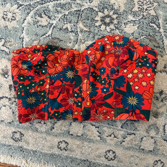 •Farm Rio• strapless floral structured corset top - Picture 2 of 4